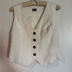 Cotton On Cream Button-Front Vest - Size 10